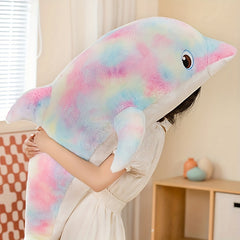 68in Colorful Dolphin Plush Toy Throw Pillow for Holiday Birthday Party