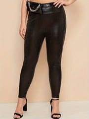 Plus Snake Print High Rise Stretch Leggings