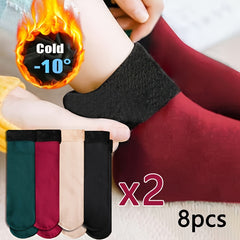 8 Pairs Plush Lined Home Floor Socks Women's Stockings