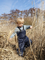 Boys Striped Fleece-Lined Rain Jumpsuit
