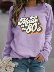 Vintage 80s Print Graphic Pullover Sweatshirt for Women