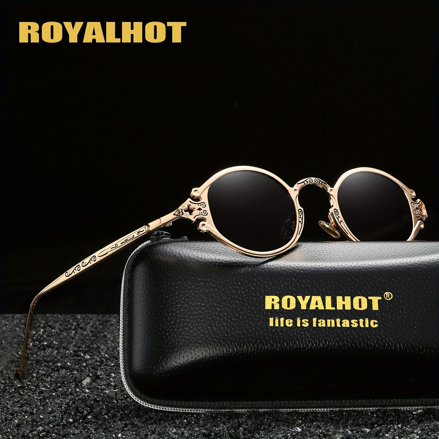 RoyalHot Oval Metal Polarized Sunglasses