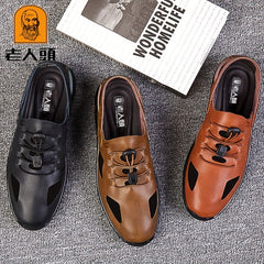 Men's Breathable Leather Sandals Slip On Outdoor Beach Spring Summer