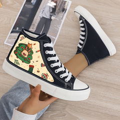 Christmas Tree Print Plush Lined Thermal Sneakers
