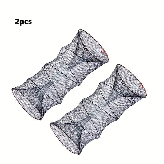 2 Pack Collapsible Bait Traps for Fishing - Portable Minnow, Crab