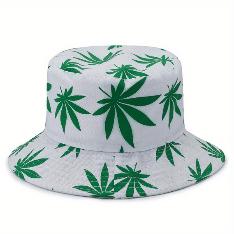 Leaf Print Bucket Hat Hip Hop Sunscreen Basin Hats Lightweight Fisherman Cap