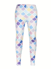 Girls' Cartoon Print Outwear Leggings, High Elasticity Sports Pants