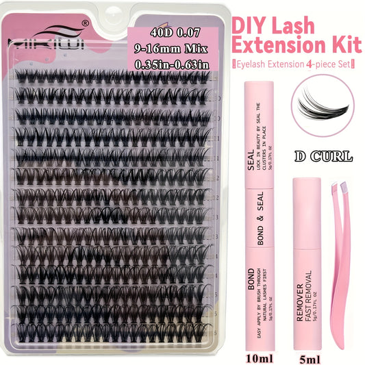 280Pcs Cluster Lashes 30D 40D D Curl Mix Lash Extension