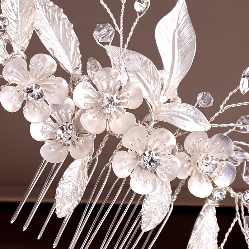 Pearl Wedding Hair Comb Bridal Headpieces Rhinestone Hair Jewelry