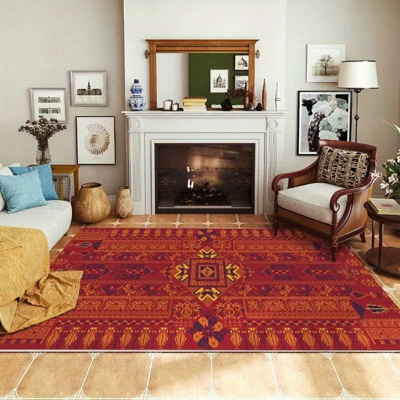 Vintage Boho Area Rug Non Slip Stain Resistant Machine Washable Carpet