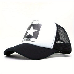 Pentagram Print Baseball Cap Mesh Trucker Hat Adjustable Sunscreen Sports Hats