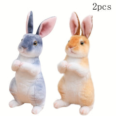 2pcs Beige Bunny Plush Toys - Perfect for Video Game Fans & Easter Decor
