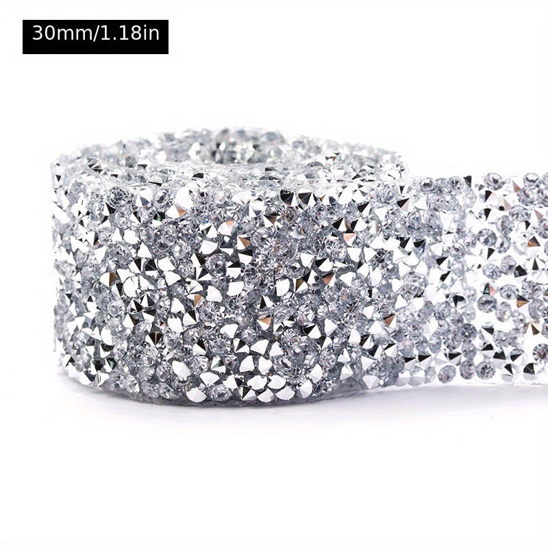 1 Yard Crystal Motif Strass Hot Fix Rhinestone Tape Ribbon Iron On Appliques