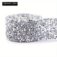 1 Yard Crystal Motif Strass Hot Fix Rhinestone Tape Ribbon Iron On Appliques