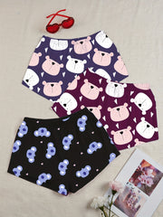 3 Cartoon Animal Lounge Bottoms Womens Shorts