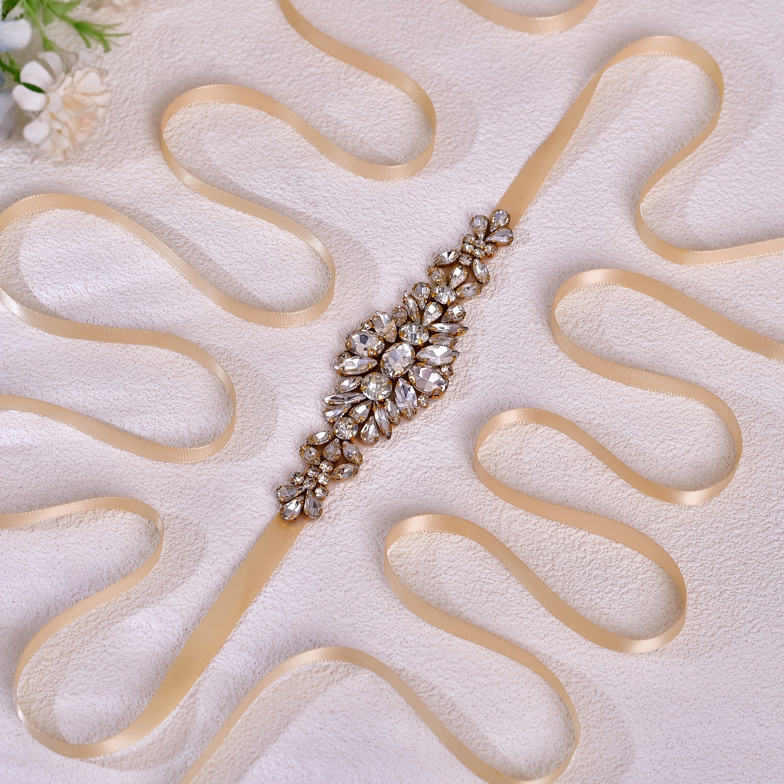 Bohemian Style Bridal Sash Vintage Glass Diamond Waist Belt