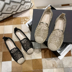 Women's Sequins Decor Espadrille Walking Shoes Mesh Flat Casual Sneakers