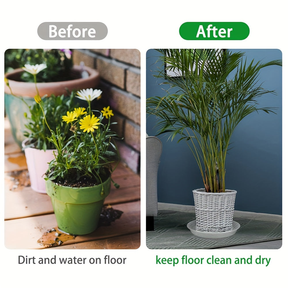 5pcs Plant Saucer Drip Trays Clear Water Plate Dish Indoor Outdoor Garden