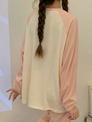Bunny Print Pajama Set Long Sleeve Crew Neck Top & Pants
