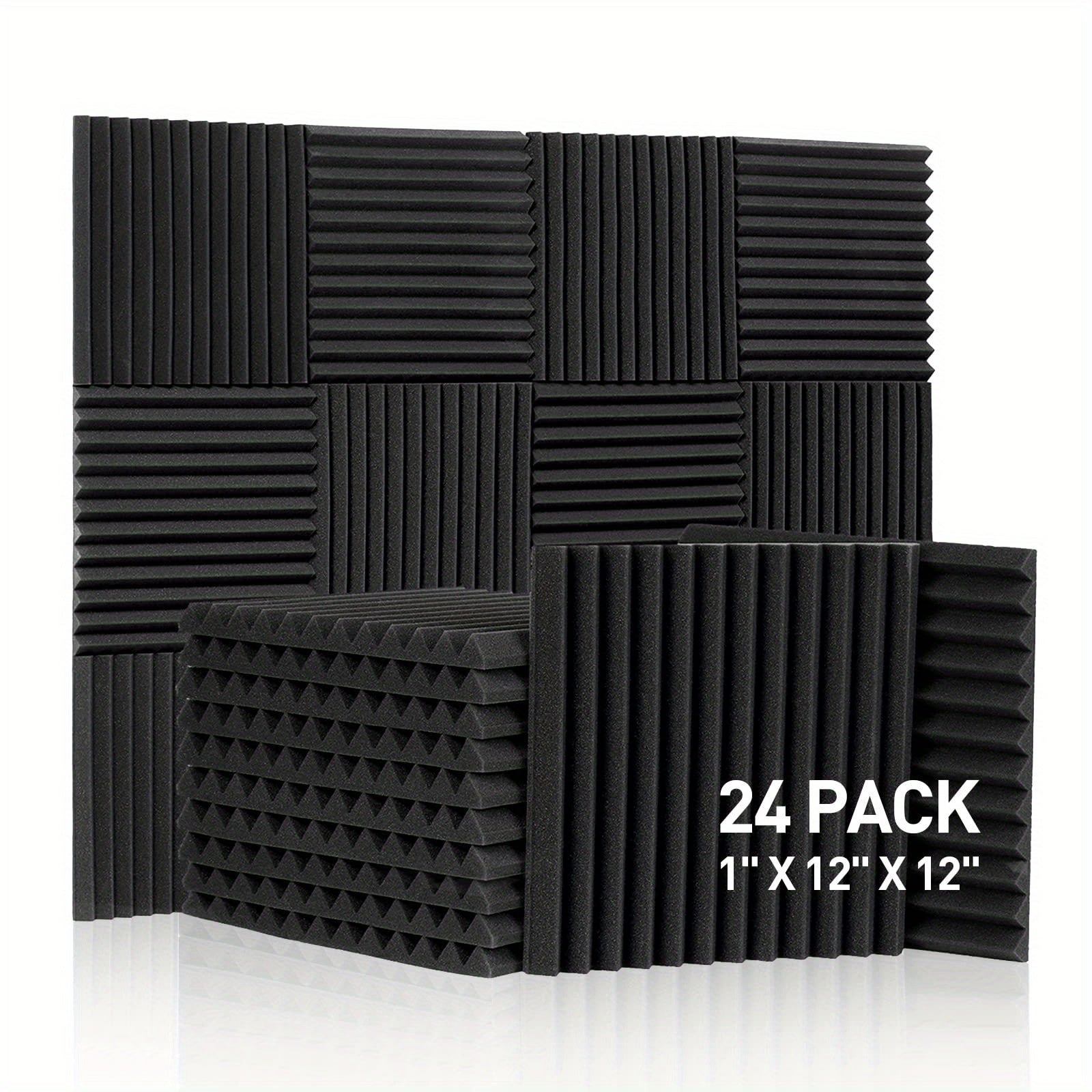 24pcs Acoustic Panels 12x12x1 High Density Foam for Echo Absorption