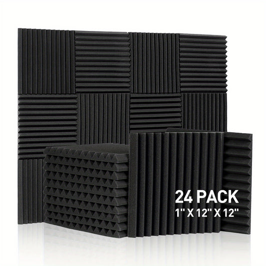 24pcs Acoustic Panels 12x12x1 High Density Foam for Echo Absorption