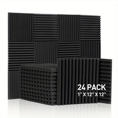 24pcs Acoustic Panels 12x12x1 High Density Foam for Echo Absorption