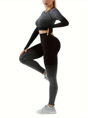 2pcs Yoga Suits Crop Top & High Waist Leggings Women's Activewear