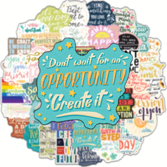 50pcs Motivational Waterproof Vinyl Decals For Laptops & Water Bottles
