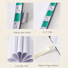 A6 PU Leather Password Book with Alphabet Tabs & Pen Holder