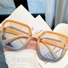 Ombre Lens Sunglasses Large Casual Rivet Decor Glasses UV400