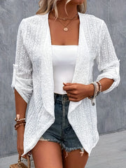 Hollow Out Long Sleeve Jacket Solid Outerwear Women's Clothing