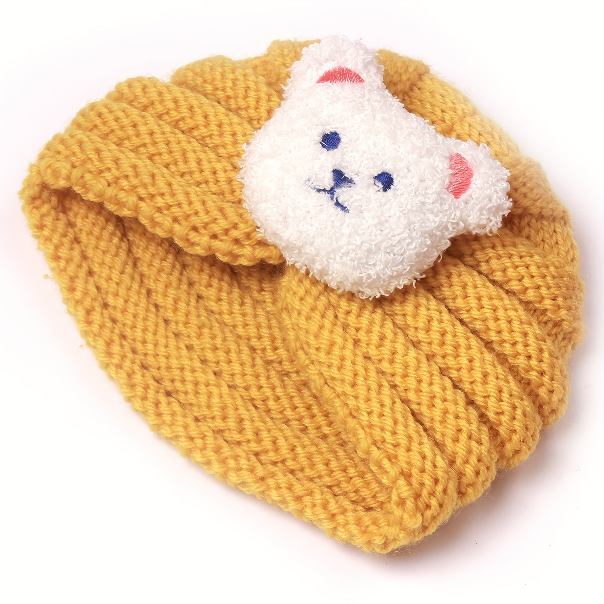 Kids Bear Head Knitted Woolen Baby Hat, 0-3 Years