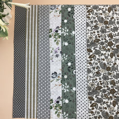 7pcs Gray Cotton Fabric Sewing Patchwork Fat Quarters Bundle DIY Craft Material