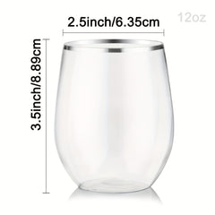 24pcs 12oz Unbreakable Stemless Wine Glasses Clear and Reusable