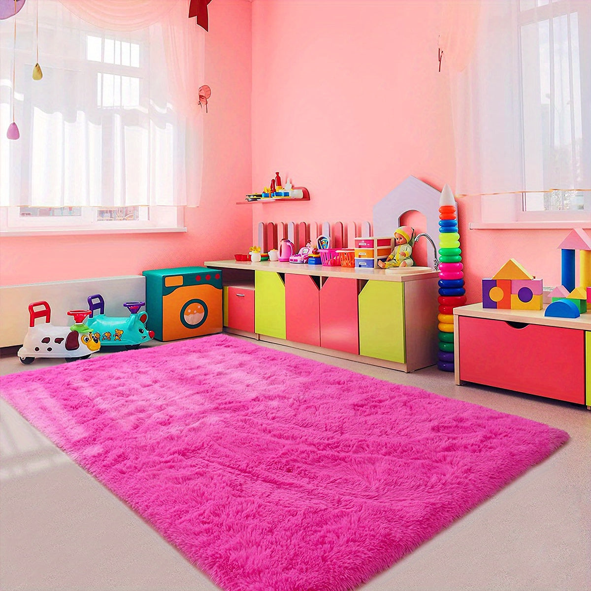 Fluffy Area Rugs Soft Tie Dyed Bedroom Carpet Anti Slip Shaggy Indoor Rug