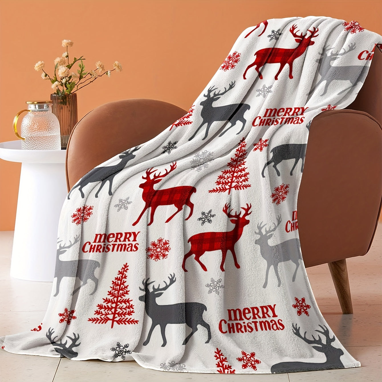 Christmas Flannel Blanket Print Warm Cozy Soft Comfortable Throw Blanket