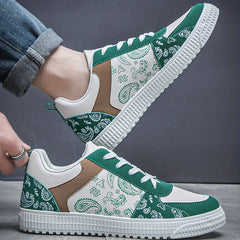 Men's Paisley Print Low Top Lace-up Skate Shoes