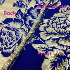 Thick Jacquard Brocade Rose Fabric Dress Metallic Golden Yarns Width 55in