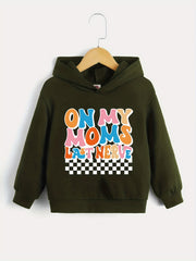 Boys Casual Hooded Sweatshirt Spring Fall Letter Print Pullover Long Sleeve