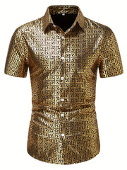 Geometric Print Men's Casual Short Sleeve Shirt