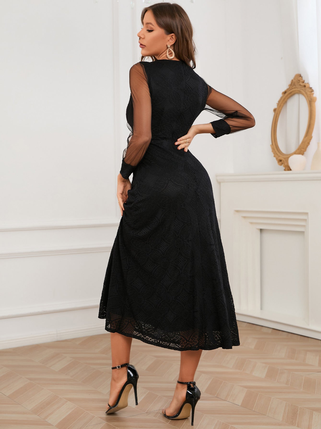 Women's V Neck Bodycon Pencil Dress for Party Wedding