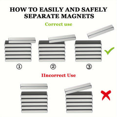 14pcs Neodymium Magnets Heavy Duty Rare Earth Rectangular Bars 10 40mm