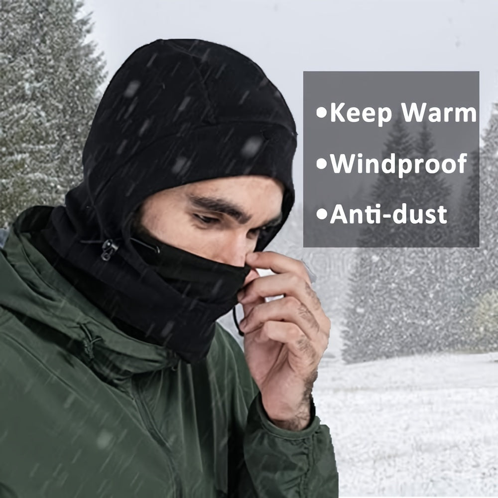Windproof Warm Balaclava Hat Winter Fleece Mask Lightweight Solid Coldproof Hat