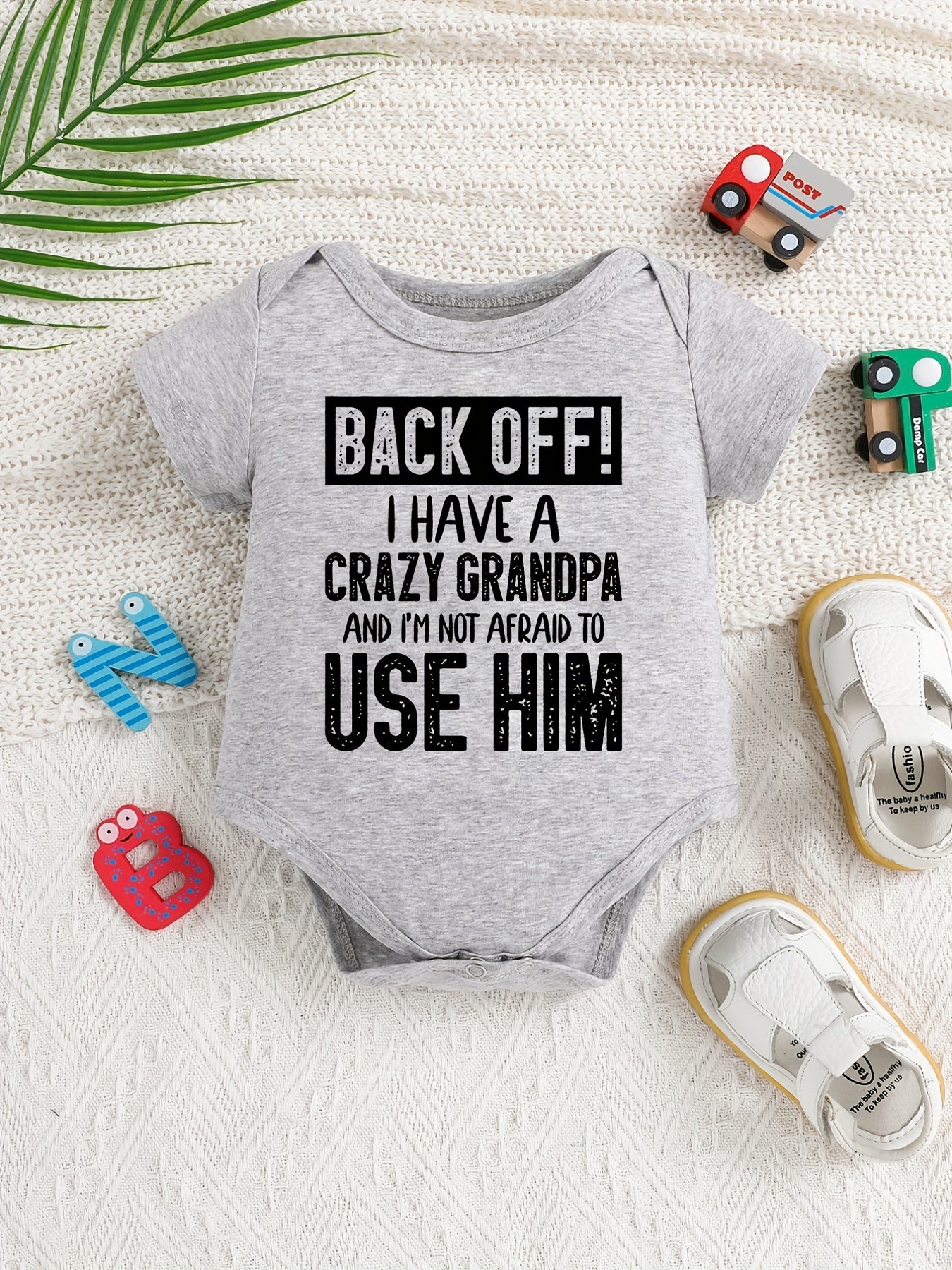 Baby Boys Casual Crazy Grandpa Short Sleeve Onesie Clothes