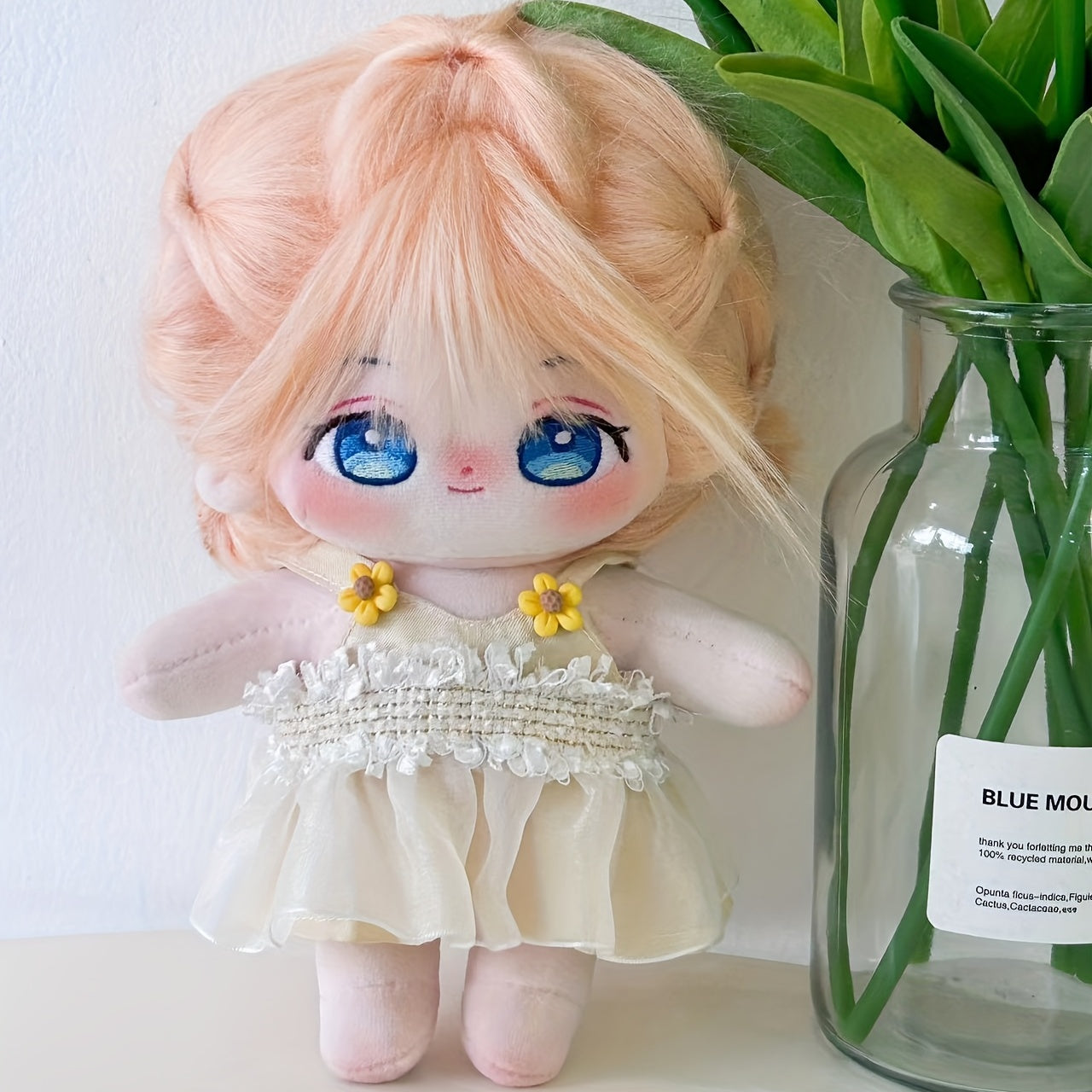 Golden-Haired Plush Doll with Removable Clothes