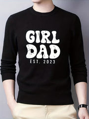 Girl & Dad Knitted Sweater Men's Warm Crew Neck Pullover
