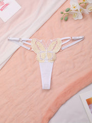 Sexy Butterfly Embroidery Thongs Low Waist Panties