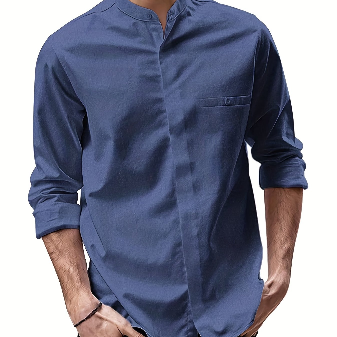 Men's Long Sleeve Stand Collar Shirt