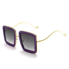 Square Unisex Sunglasses Large Frame with Irregular Temples