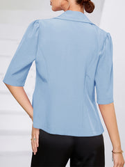 Short Sleeve Lapel Blazer Solid Open Front Women's Outerwear